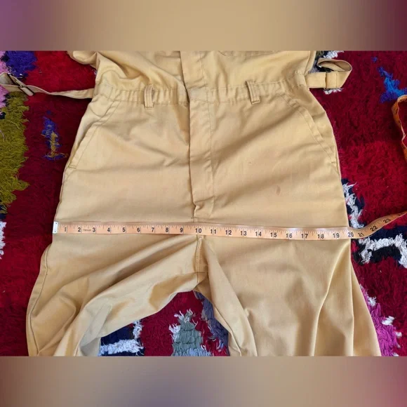 70s Vintage Yellow Cotton Blend Boiler Suit w Chainstitch Detailing Sz M-L - Picture 14 of 15